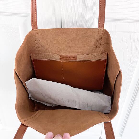 Henny and Lev Vegan Leather Danielle Tote Bag in Cognac - Picture 10 of 10